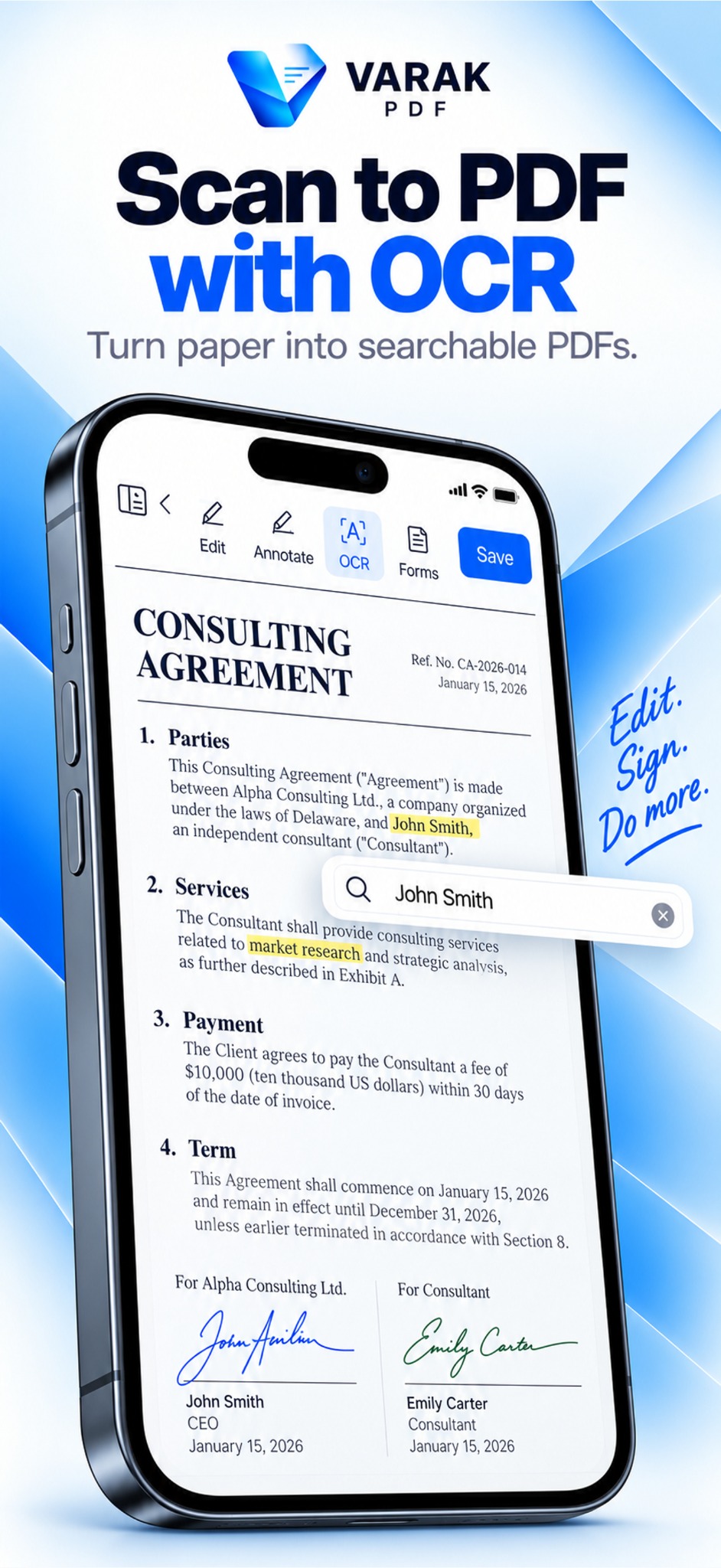 VARAK PDF recognise feature on iPhone
