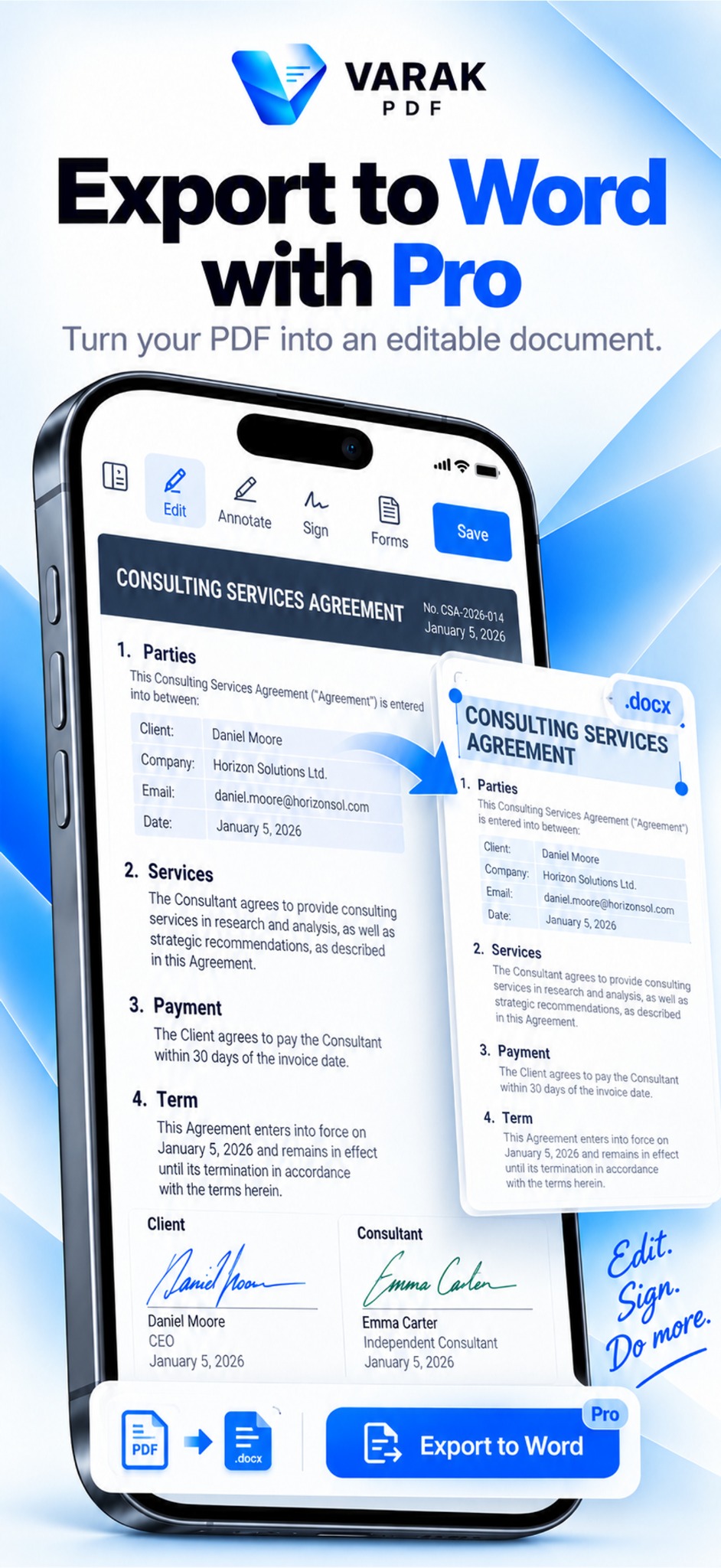 VARAK PDF convert feature on iPhone